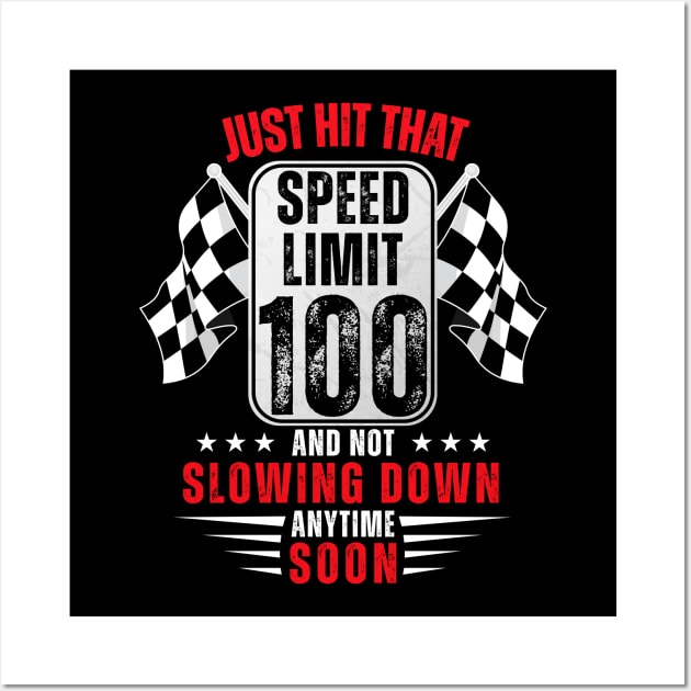 100th Birthday Speed Limit Sign 100 Years Old Racing Wall Art by HollyDuck